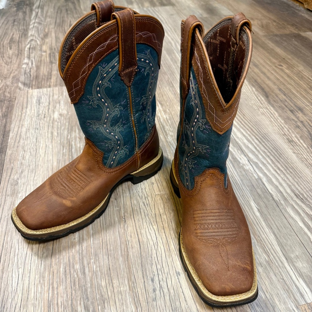 Durango Lady Rebel Dream Catcher 7M Brown Teal Leather Cowboy Boots DRD0137